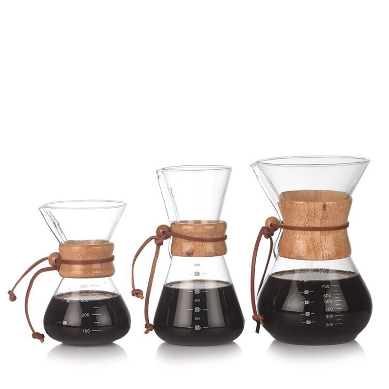 Printing Logo Heat Resistant Glass Hand Brewed Coffee Pot  Household Coffee Sharing Pot With Scale