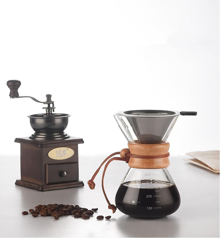 Printing Logo Heat Resistant Glass Hand Brewed Coffee Pot  Household Coffee Sharing Pot With Scale