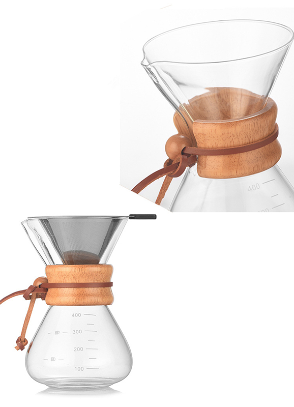 Printing Logo Heat Resistant Glass Hand Brewed Coffee Pot  Household Coffee Sharing Pot With Scale
