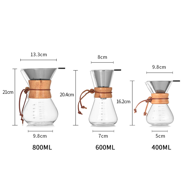 Printing Logo Heat Resistant Glass Hand Brewed Coffee Pot  Household Coffee Sharing Pot With Scale